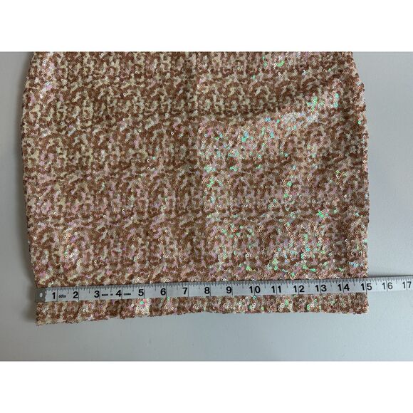 Dress The Population Women's Zoe Sequin Mini Dress Cap Sleeves Beige Tan Size M - Picture 9 of 12